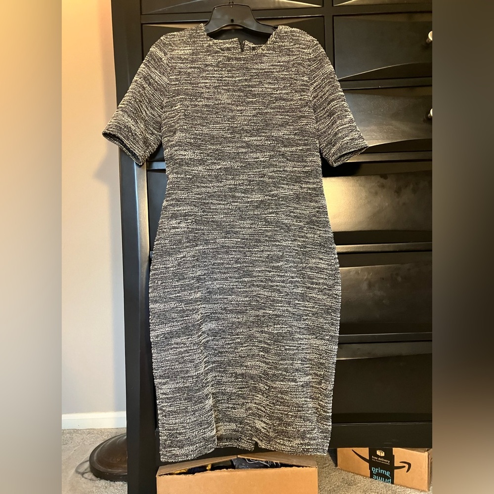 Banana Republic Black and Gray Knit Midi Dress